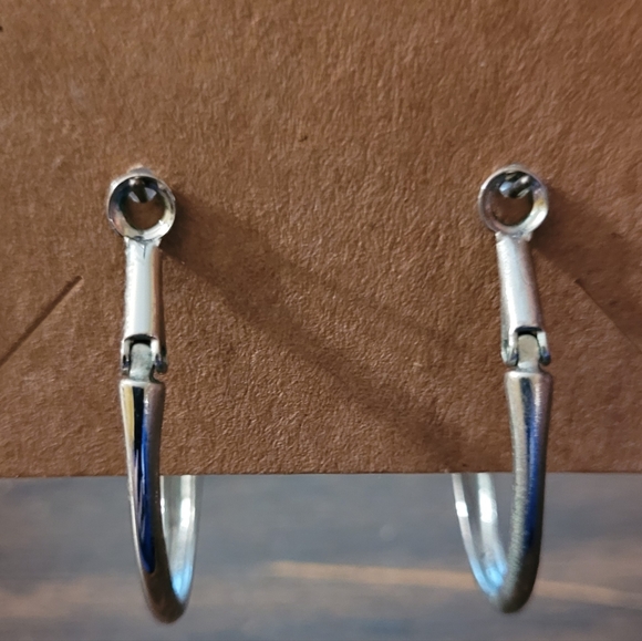 Cubic Zirconia & Sterling Silver Hoop Earrings - Picture 3 of 3